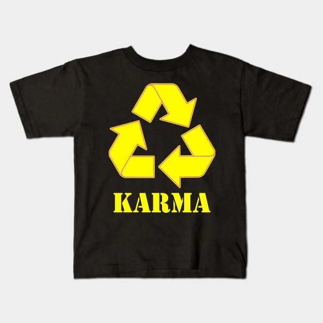 Karma Recycle Yellow Kids T-Shirt by CharlieCreator